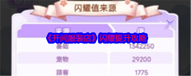 <strong>《开间服装店》闪耀提升攻略_开间服装店闪耀怎么提升</strong>